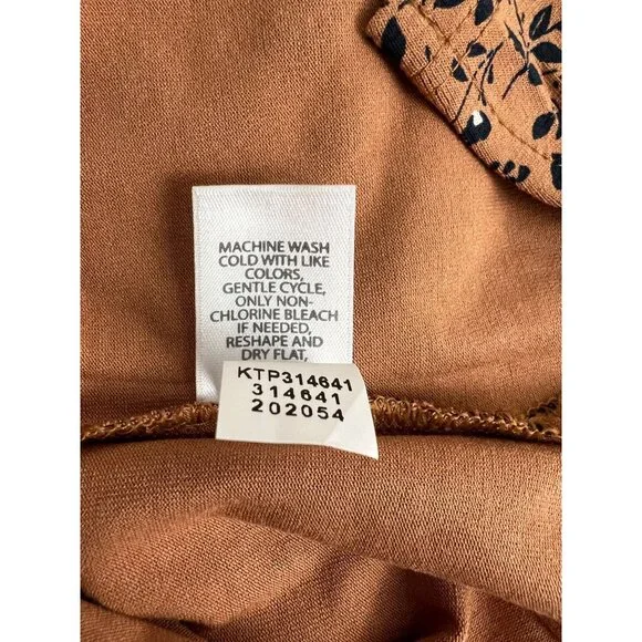 J. Jill Wearever Womens XL Orange Floral Print Top 3/4 Sleeve Knit Tunic Blouse - Picture 6 of 12